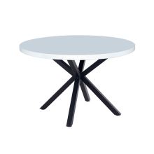 Jídelní stůl MEDOR průměr 120 cm, MDF barva bílá matná, kov černý lak