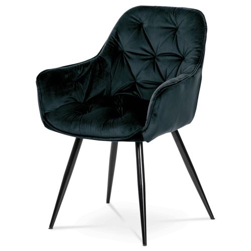 Designové jídelní křesílko DCH-421 BK4 sametová látka černá, kov černý lak mat