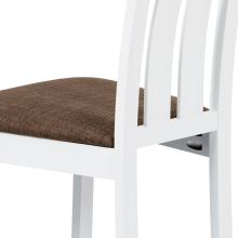 Jídelní židle BC-2602 WT masiv buk, barva bílá, látka hnědá
