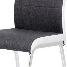 Jídelní židle DCL-433 GREY2 látka šedá, koženka bílá, chrom