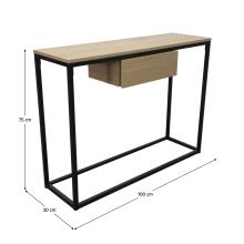 Konzolový stolek NAVARO TYP 2, 100x30 cm, MDF lamino dub, kov černý lak mat