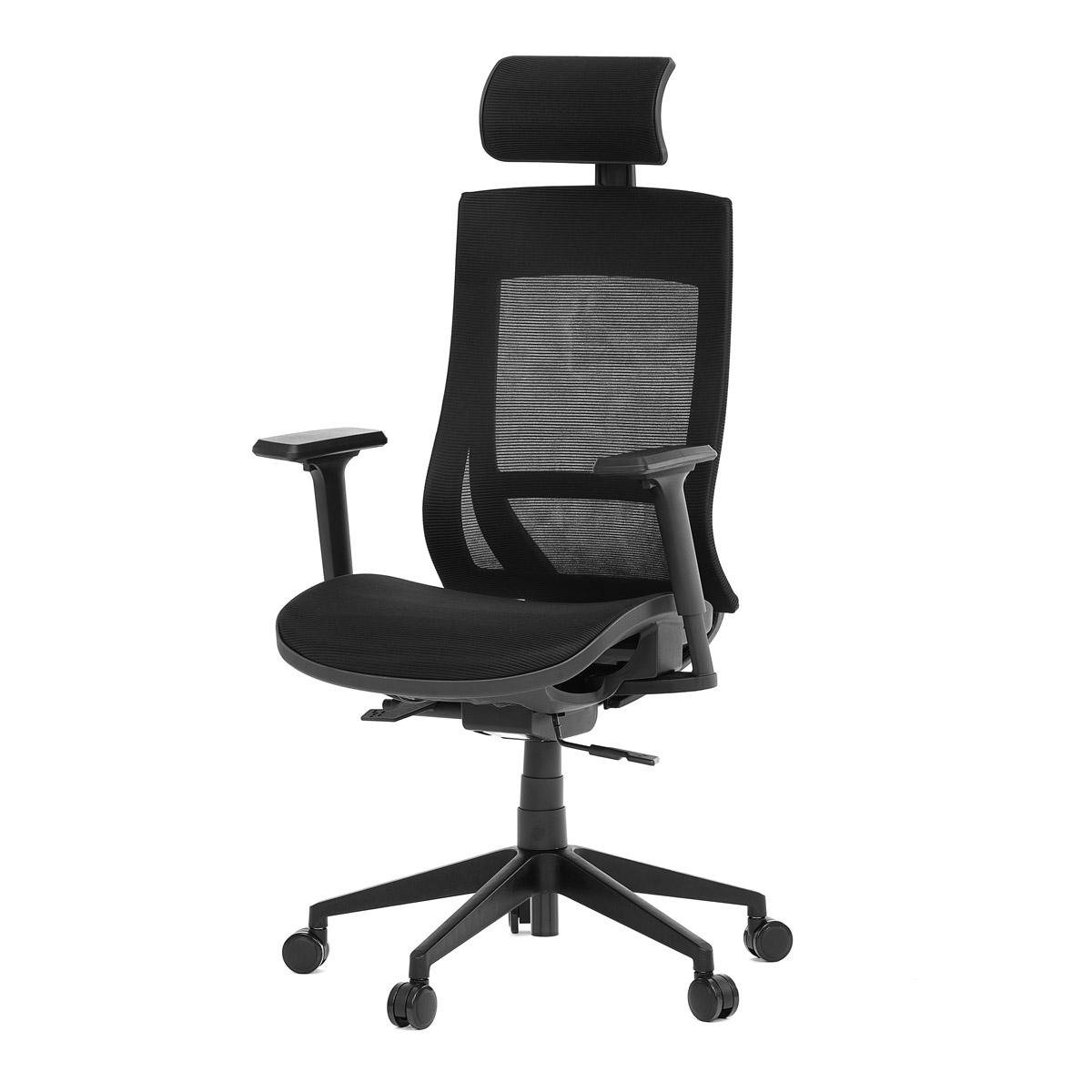 Kancelářská židle KA-W002 BK látka černá, výškově stavitelné područky