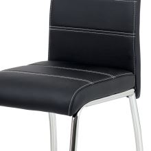 Jídelní židle HC-484 BK ekokůže černá, bílé prošití, podnož kov chrom