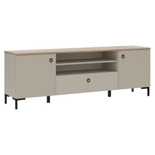 TV stolek, šedohnědá Taupe/dub silverjack, DOMCA 2D1S