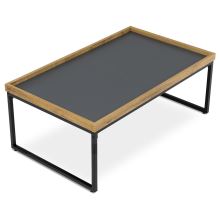 Konferenční stolek CT-611 OAK, 100x60 cm, MDF deska šedá, divoký dub, kov černý matný lak