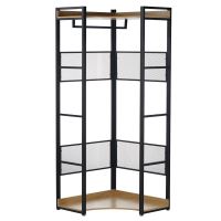 Rohový regál KILOS NEW TYP 4 MDF laminovaná dub, kov černý matný lak (1)