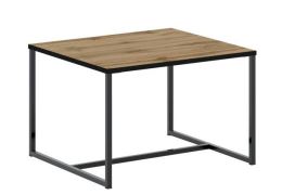 Konferenční stůl LOSETA 67x67 cm, lamino dub wotan a kov černý mat