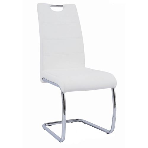 Jídelní židle ABIRA NEW ekokůže bílá, kov chrom