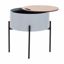 Příruční stolek MOSAI MDF šedá a přírodní, kov černý lak