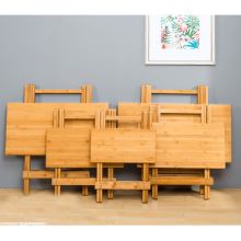 Skládací stůl DENICE 58x58 cm, výška 60 cm, přírodní lakovaný bambus