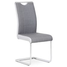 Jídelní židle DCL-410 GREY2 látka šedá, koženka bílá, chrom
