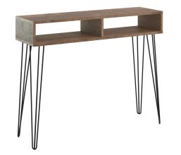 Konzolový stolek LEIRIA 110x30 cm, v.85 cm, lamino dub colonial grande, kov černý mat