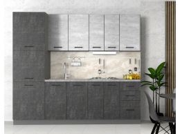 Kuchyně ALIMENA 240 cm, beton tmavý a světlý Kuchyně ALIMENA 240 cm, beton tmavý a světlý