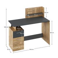 PC stůl PLATON new 122 cm, dub artisan a grafit (2)