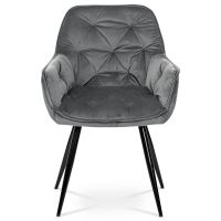 Designové jídelní křesílko DCH-421 GREY4 sametová látka šedá, kov černý lak mat (1)