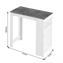 Barový stůl, bílá / beton, 117x57 cm, Austen