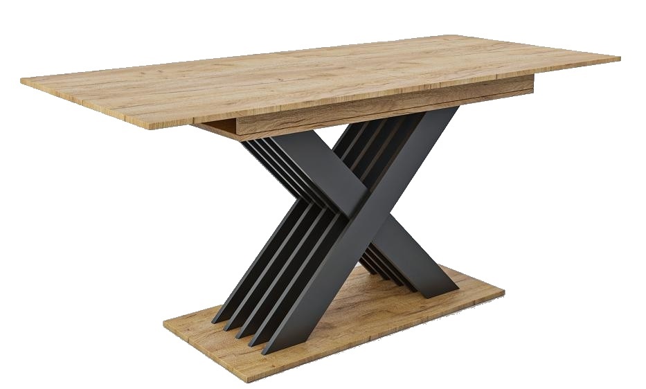 Jídelní stůl VARIKA rozkládací 150-185x85 cm, dub kraft zlatý a antracit