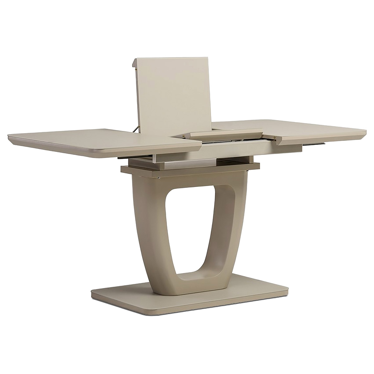Jídelní stůl HT-430 CAP 110+40x75 cm, cappuccino skleněná deska, MDF a cappuccino matný lak