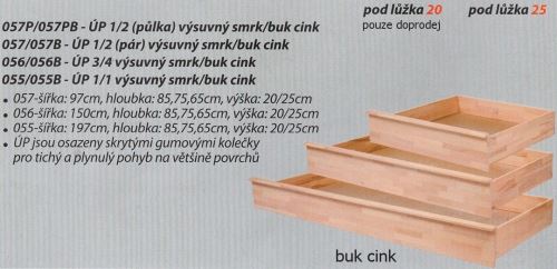 Úložný prostor HP 1/2 (1 pár) výsuvný 057B masiv buk cink, V25/POD80, český výrobek