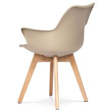 Jídelní židle s područkami CT-771 CAP plast a ekokůže cappuccino, přírodní buk
