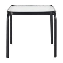 Zahradní příruční stolek RAMOL 50x50x46 cm, ocel černý lak, tvrzené sklo