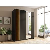 Skříň 2D BAJADERO TYP 1, šířka 150 cm, matná černá a dub artisan, zrcadlo (3)