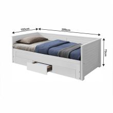 Rozkládací postel GORETA 90-180x200 cm, masiv a MDF barva bílá