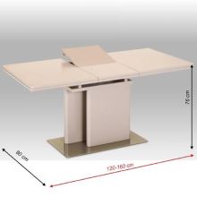 Jídelní stůl VIRAT rozkládací 120-160x80 cm, cappuccino extra vysoký lesk HG