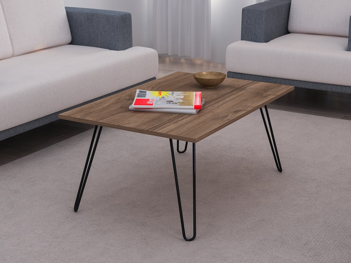 Konferenční stolek DEKARA 90x60 cm, vlašský ořech, kov černý lak mat
