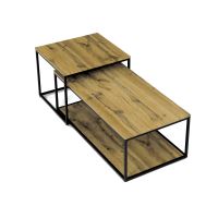 Konferenční stolek set CT-X7123 OAK, deska MDF divoký dub, kov černý matný lak (15)