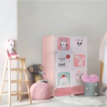 Modulární skříň pro děti NORME růžová a dětský vzor