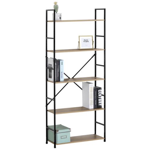 Regál GD-225 OAK MDF dekor dub, kov černý lak