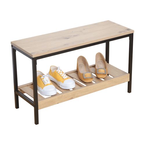 Botník REST 70 cm, lamino dub, kov černý matný lak