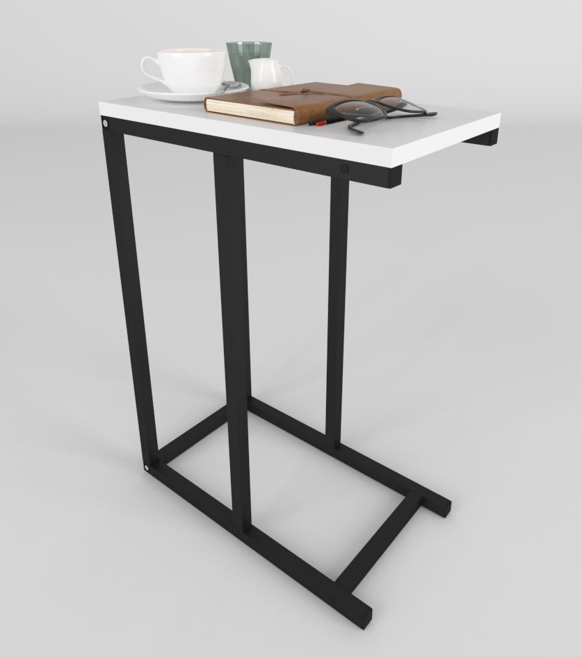 Odkládací příruční stolek PAOLINI lamino bílý mat, kov černý mat