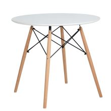 Jídelní stůl DEMIN průměr 120 cm, bílá matná, buk, kov černý