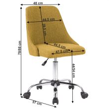 Kancelářská židle EDIZ látka žlutá, kov chrom