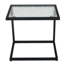 Zahradní stolek SELKO 45x30x46 cm, ocel černý lak, tvrzené sklo