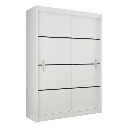 Skříň s posuvnými dveřmi MERINA 150 cm, bílá a černá