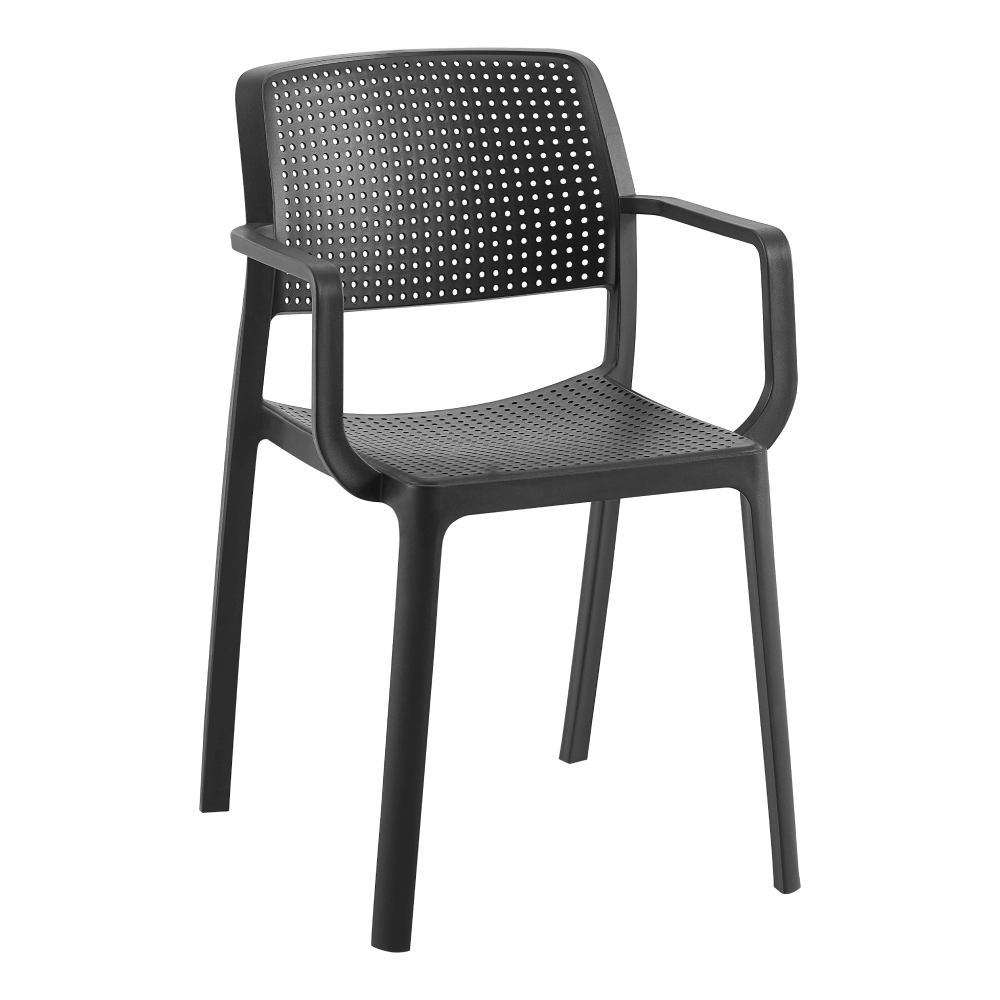 Stohovatelná židle s područkami DENTON plast černý