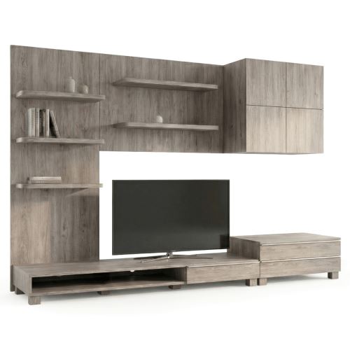 Obývací stěna 9HQ08 MDF 300 cm, dezén hnědý