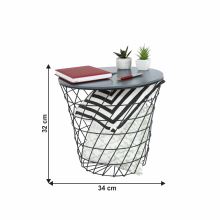 Příruční stolek BATIS TYP 3 MDF barva grafit, kov černý lak