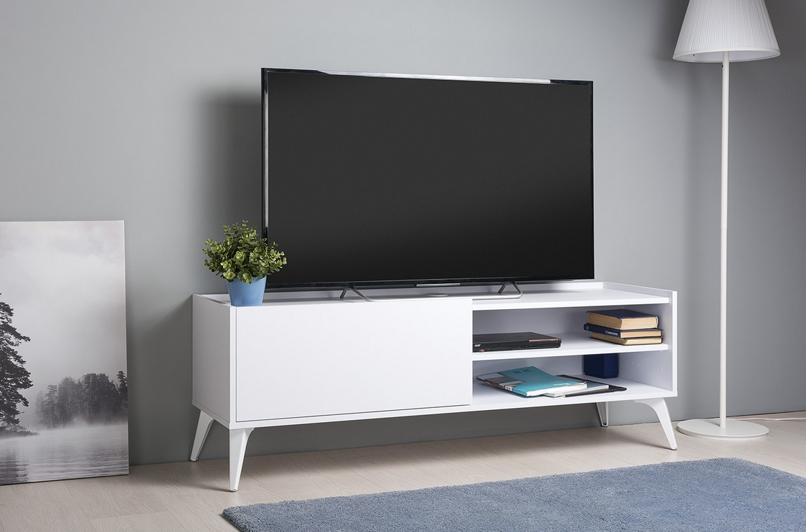 Televizní stolek GLOOM 140 cm, matná bílá