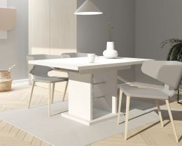 Jídelní stůl BRETONA rozkládací 150-188x90 cm, matná bílá