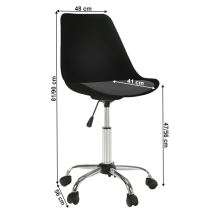 Kancelářská židle DARISA NEW plast černý, ekokůže tmavě šedá, kov chrom