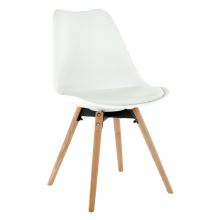 Jídelní židle SEMER new, plast a ekokůže bílá, buk