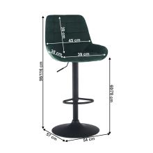 Barová židle CHIRO NEW sametová látka Velvet tmavě zelená, kov černý lak