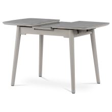 Jídelní stůl HT-400M GREY rozkládací 90+25x70 cm, keramika šedý mramor, masiv šedý vysoký lesk