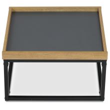 Konferenční stolek CT-614 OAK, 53x53 cm, MDF deska šedá, divoký dub, kov černý matný lak