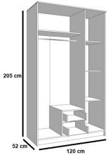 Šatní skříň SIMPLE 120 cm, 3D+2Z zrcadlo, matná bílá