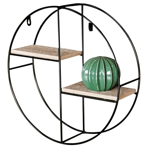 Polička nástěnná P-063 OAK, š. 37 cm, MDF dekor dub, kov černý lak mat